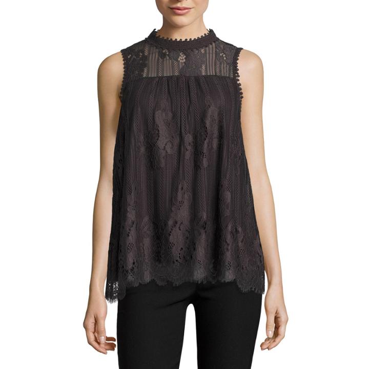 Hint Of Mint Sleeveless Mock Neck Blouse-juniors