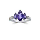 Womens Diamond Accent Purple Amethyst Sterling Silver 3-stone Ring