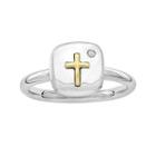 Personally Stackable Diamond-accent Two-tone Cross Tablet Ring