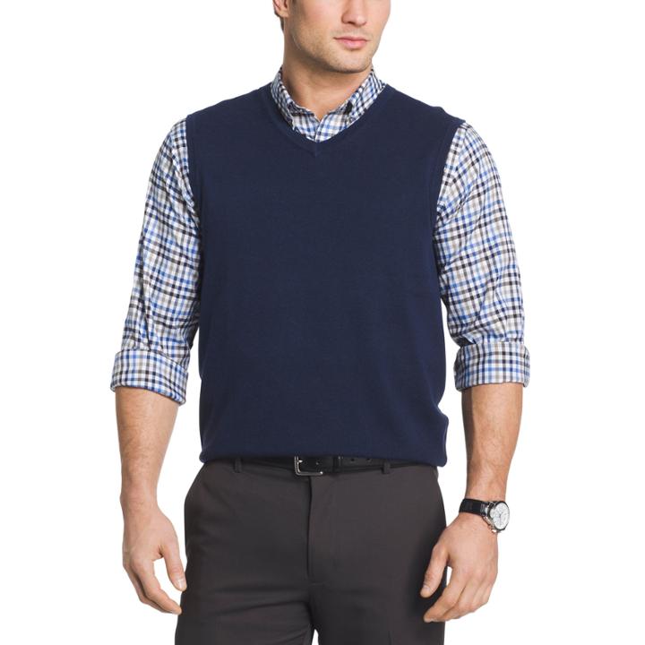 Van Heusen Solid Sweater Vest V Neck Sweater Vest