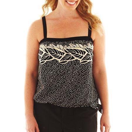 Azul By Maxine Of Hollywood Bandeau Blouson Tankini Swim Top - Plus