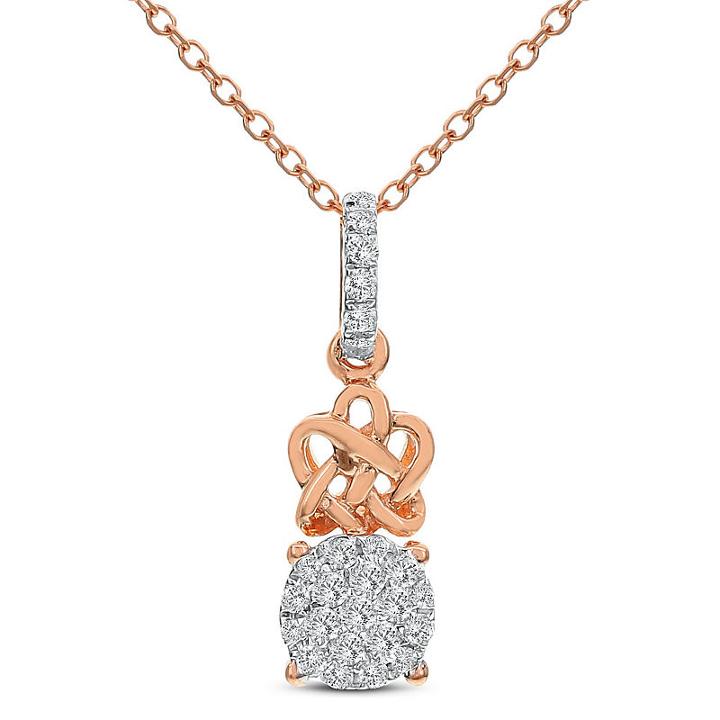 Womens 1/7 Ct. T.w. White Diamond 14k Rose Gold Pendant Necklace