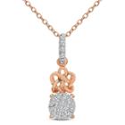 Womens 1/7 Ct. T.w. White Diamond 14k Rose Gold Pendant Necklace