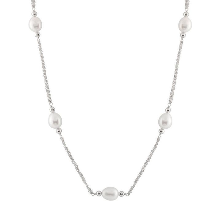 Womens 20 Inch White Sterling Silver Link Necklace