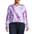 Long Sleeve Crew Neck Cropped T-shirt- Juniors Plus