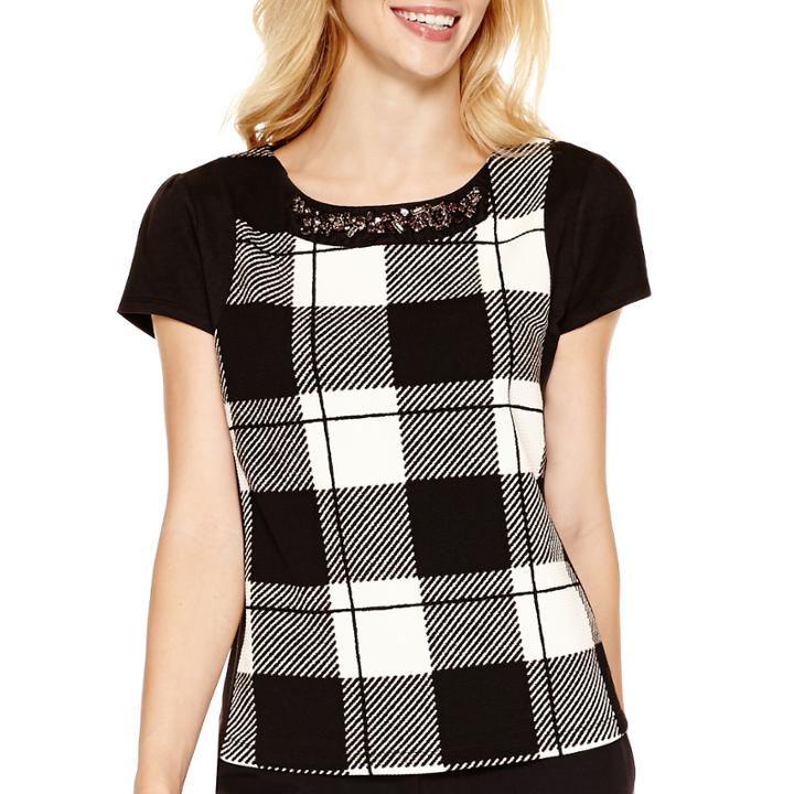 Worthington Short-sleeve Textured Blouse - Tall