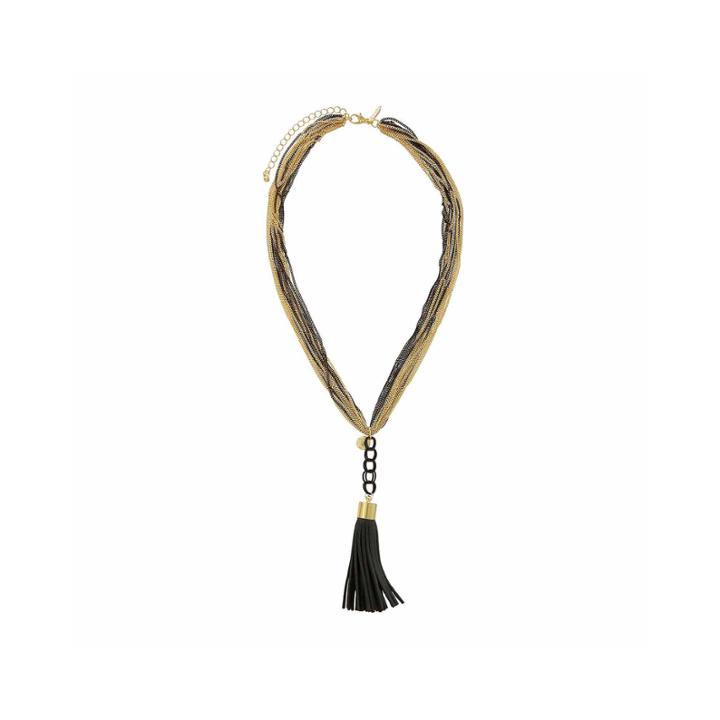 Natasha Crystal Two-tone Tassel Necklace