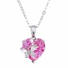 Womens Lab Created Pink Sapphire Sterling Silver Pendant Necklace