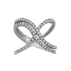 Crystal Sterling Silver Double X Ring