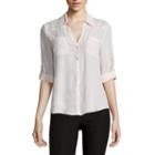 By & By Long-sleeve Crepe Roll-tab Button-front Blouse - Juniors