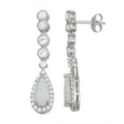 Lab Created White Opal Sterling Silver Pear Drop Earrings