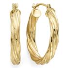Diamond-cut 14k Yellow Gold 15mm Twisted Hoop Earrings