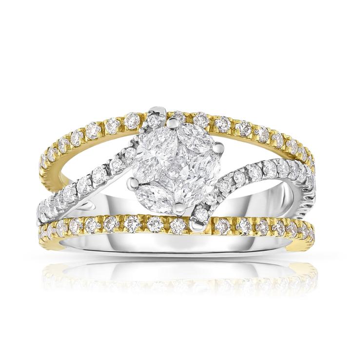 Womens 1 1/4 Ct. T.w. Genuine White Diamond 14k Gold Bypass Ring