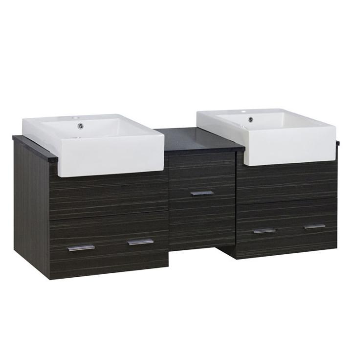 59.5-in. W 18-in. D Modern Wall Mount Plywood-melamine Vanity Base Set Only In Dawn Grey