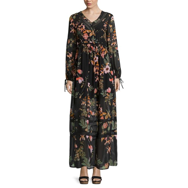 Belle + Sky&trade; Long-sleeve Floral Maxi Dress