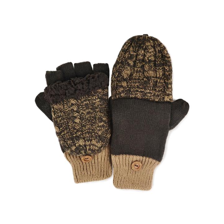 Muk Luks Cable Knit Fingerless Flip Top Gloves