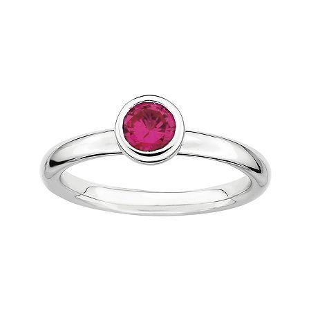 Personally Stackable 5mm Round Lab-created Ruby Ring