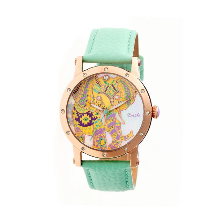 Bertha Womens Betsy Mother-of-pearl Mint Leather-band Watchbthbr5704