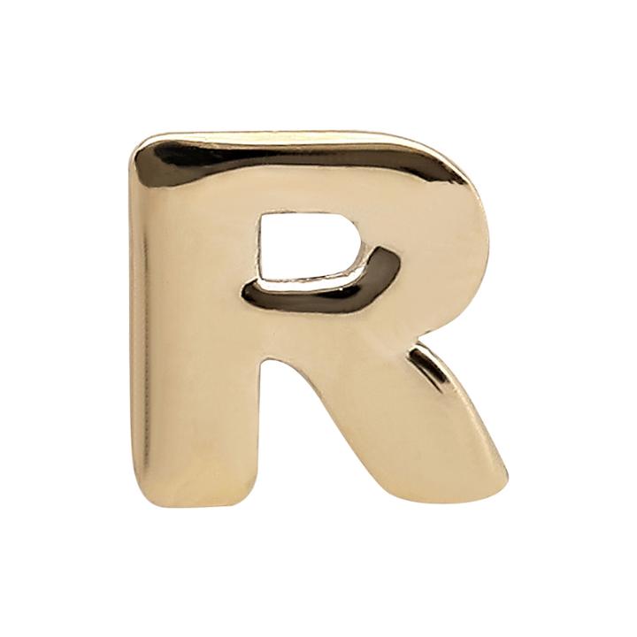 Teeny Tiny 10k Yellow Gold Initial R Single Stud Earring