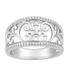 Enchanted Disney Fine Jewelry Womens 1/7 Ct. T.w. Genuine White Diamond Sterling Silver Band