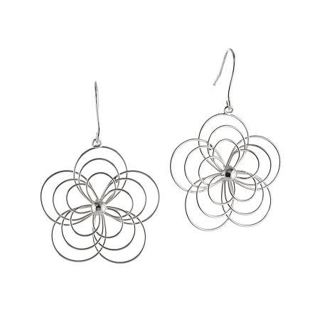 Wire Flower Silver-plated Drop Earrings