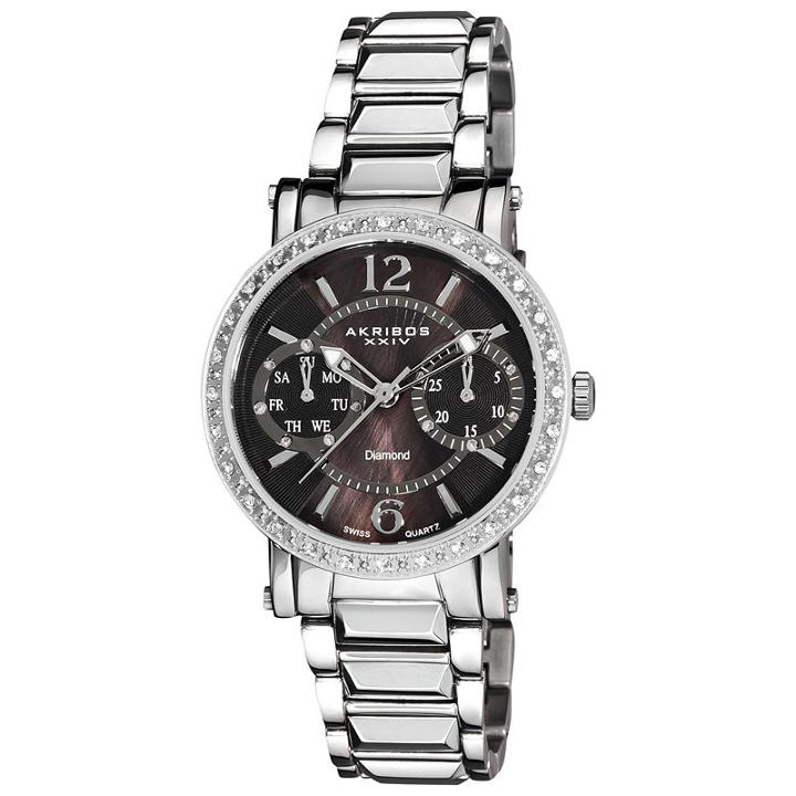 Akribos Xxiv Womens Silver Tone Strap Watch-a-472ss