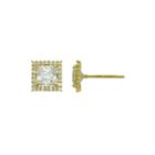 Petite Lux&trade; Cubic Zirconia 10k Yellow Gold Framed Stud Earrings