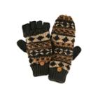 Muk Luks Chunky Knit Fair Isle Fingerless Flip Top Gloves