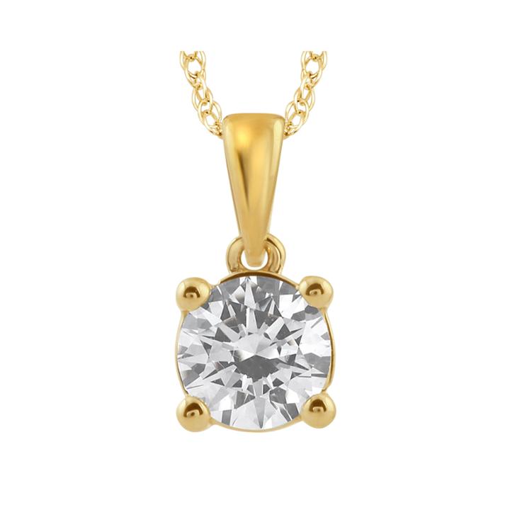 3/4 Ct. Diamond Solitaire 14k Yellow Gold Pendant Necklace