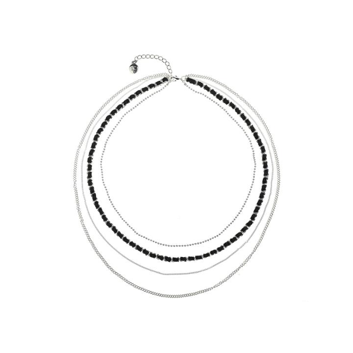 Liz Claiborne Silver-tone Multi-layer Black Necklace