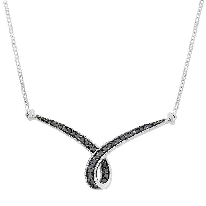 Womens 1/4 Ct. T.w. Black Diamond Statement Necklace