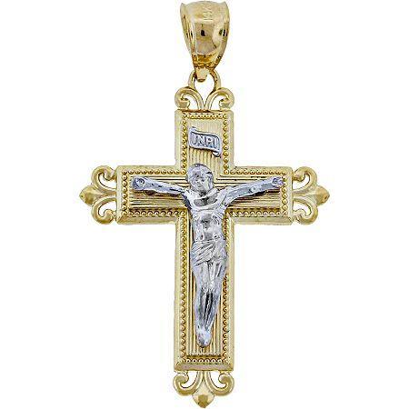 14k Two-tone Gold Crucifix Pendant