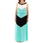 London Style Collection Sleeveless Colorblock Maxi Dress - Plus