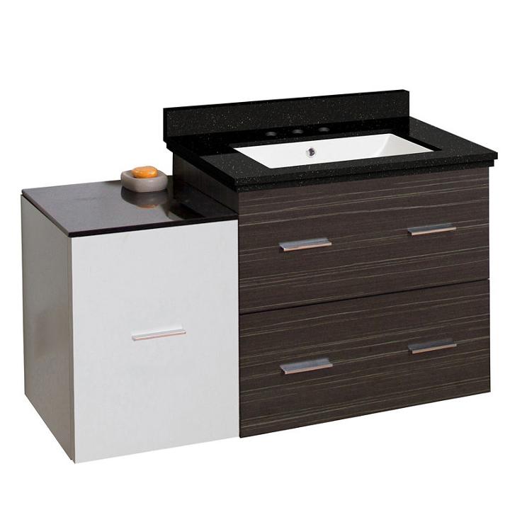 37.75-in. W Wall Mount White-dawn Grey Vanity Setfor 3h8-in. Drilling Black Galaxy Top White Um Sink
