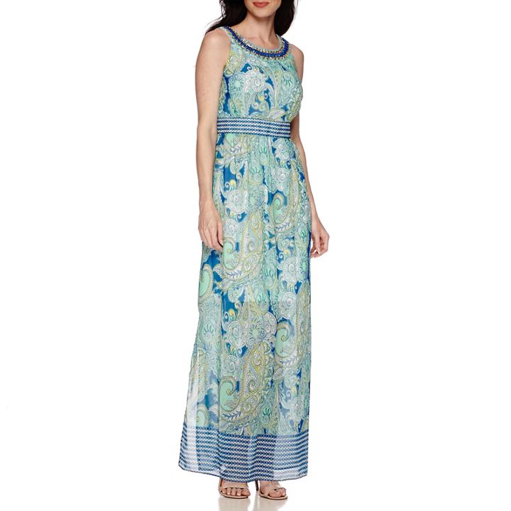 Studio 1 Sleeveless Beaded Necklace Maxi Dress