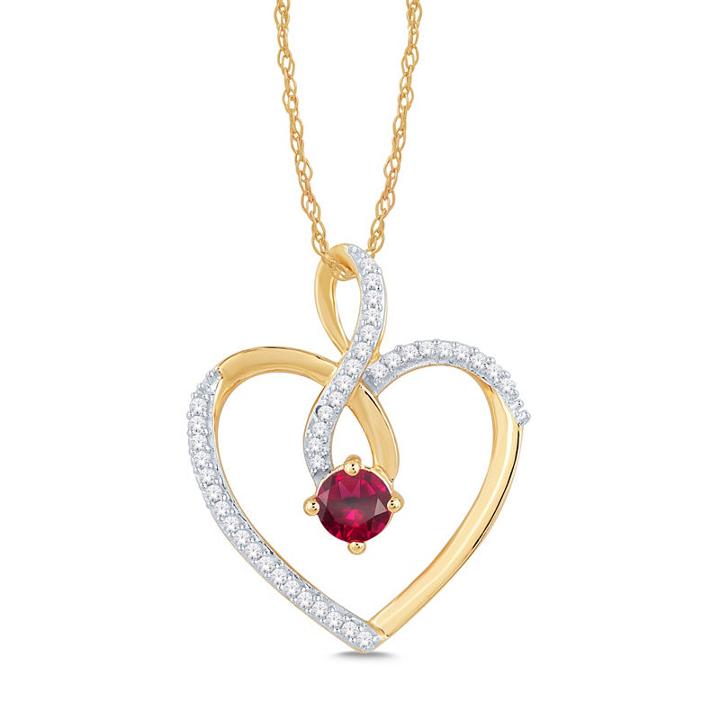 Womens 1/8 Ct. T.w. Lead Glass-filled Red Ruby 10k Gold Pendant Necklace