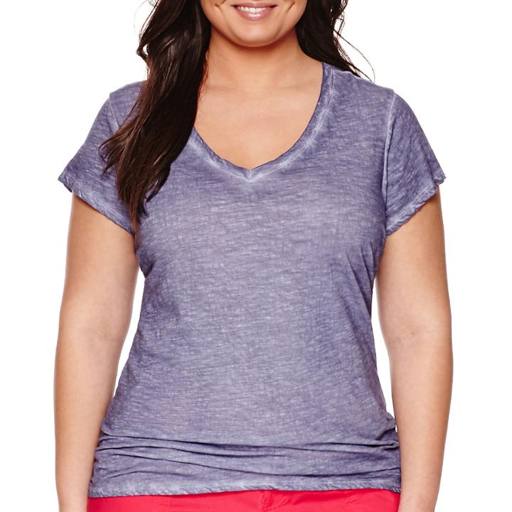 A.n.a Short-sleeve V-neck Cotton Tee - Plus