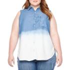 A.n.a Sleeveless Denim Dip Dye Shirt - Plus