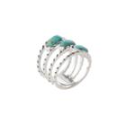 Silver Elements By Barse Womens Lab Created Blue Turquoise Sterling Silver Band