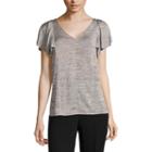 Worthington Flutter-sleeve V-neck Tee - Petite