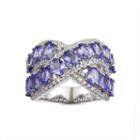 Womens Blue Tanzanite Sterling Silver Bypass Ring