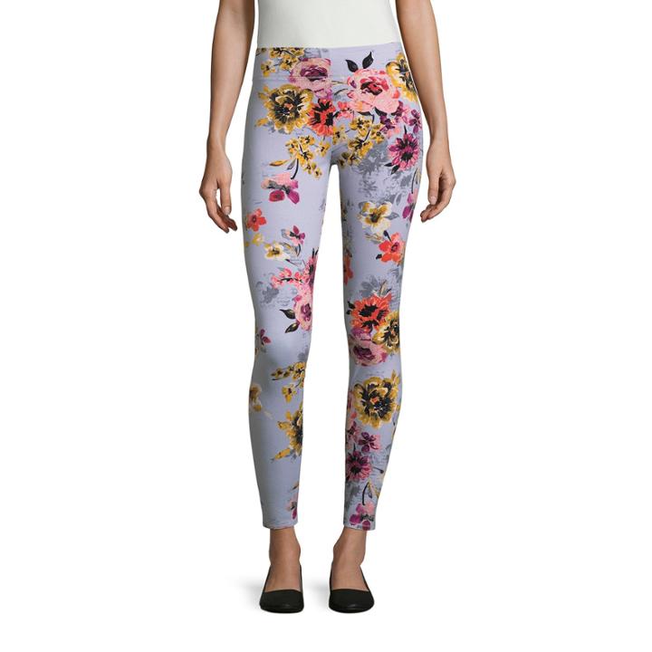 Mixit Posh Pink Floral Print Knit Leggings