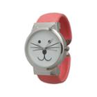 Olivia Pratt Womens Tomcat Dial Coral Leather Cuff Watch 13895