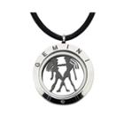 Mens Two-tone Stainless Steel Gemini Zodiac Pendant Necklace