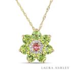 Laura Ashley Womens Green Peridot 18k Gold Over Silver Pendant Necklace
