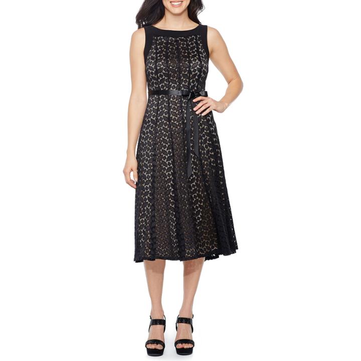 Perceptions Sleeveless Lace Fit & Flare Dress