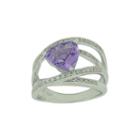 Genuine Amethyst & Lab-created White Sapphire Sterling Silver Crossover Ring