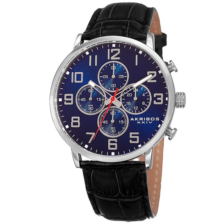 Akribos Xxiv Mens Black Strap Watch-a-854ssbu