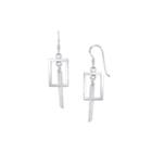 Sterling Silver Open Double-square Earrings