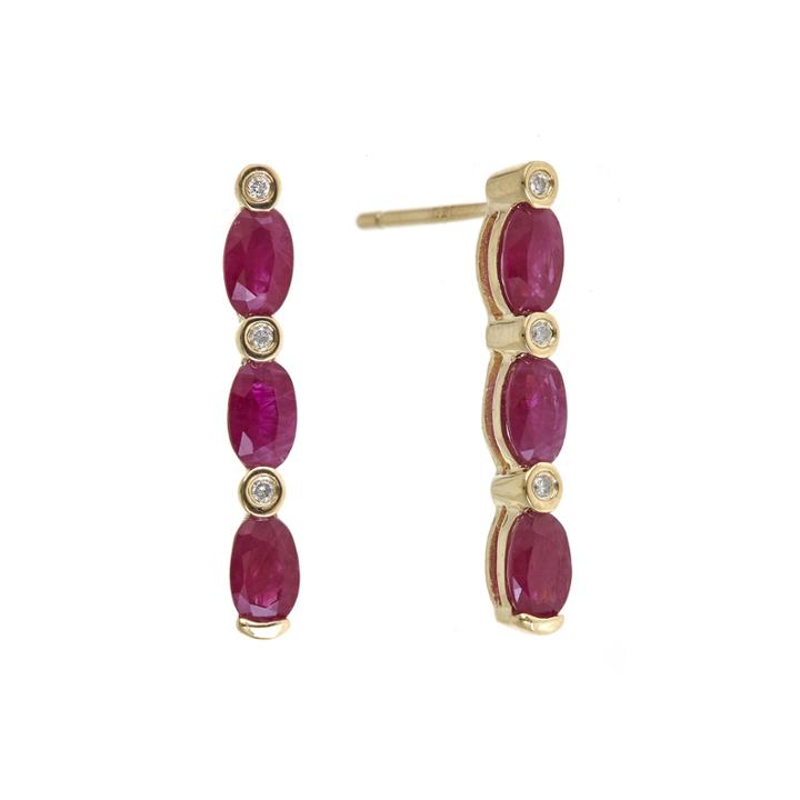 Limited Quantities Lead Glass-filled Ruby And Diamond-accent Linear Earrings